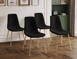 Black Velvet Upholstered Dining Chair