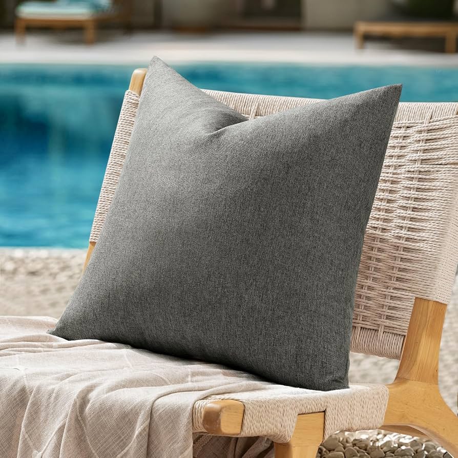 Dark Gray Textured Outdoor Decorative Pillow