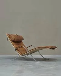 Leather and Steel Lounge Chair