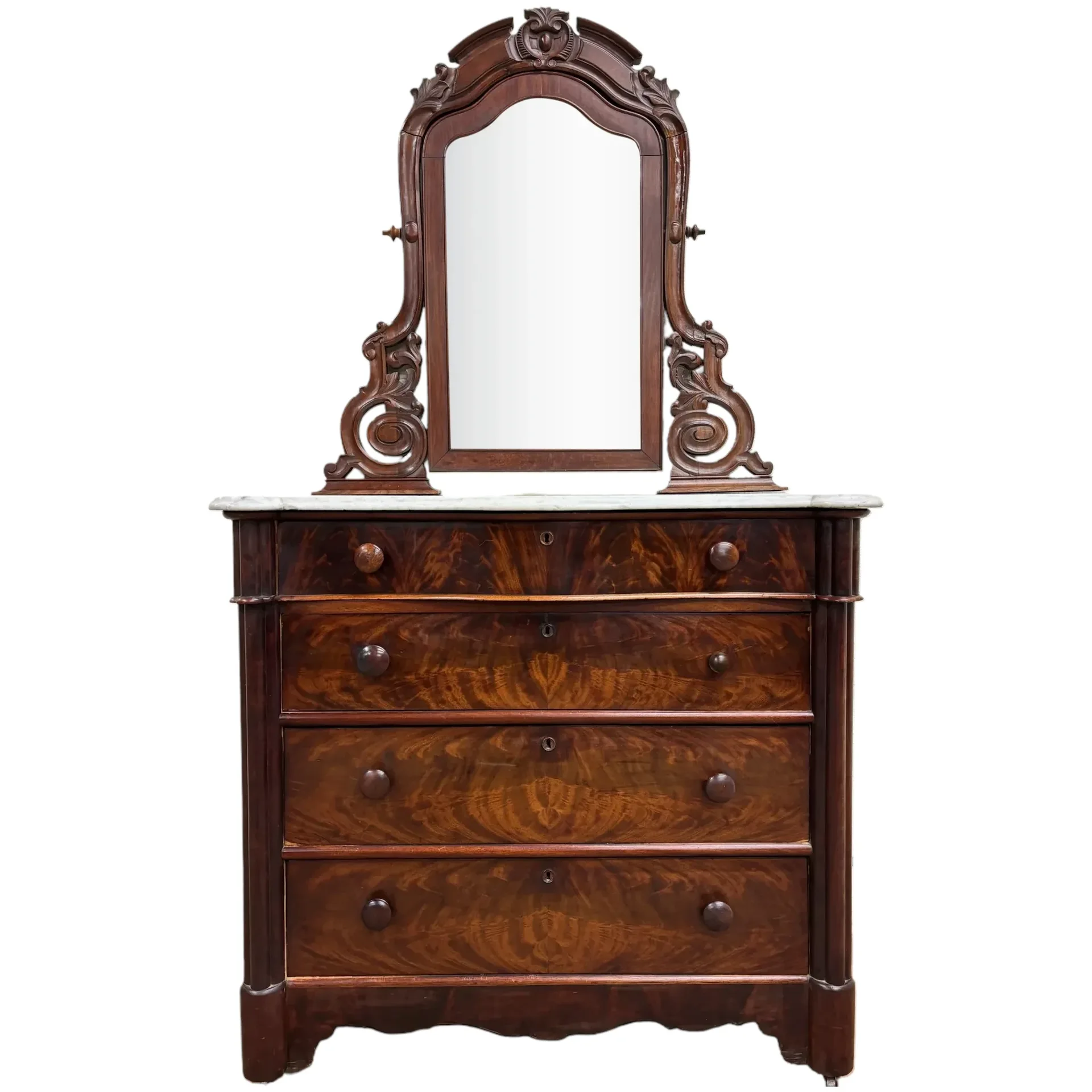 Antique Victorian Marble Top Chest Of Drawers