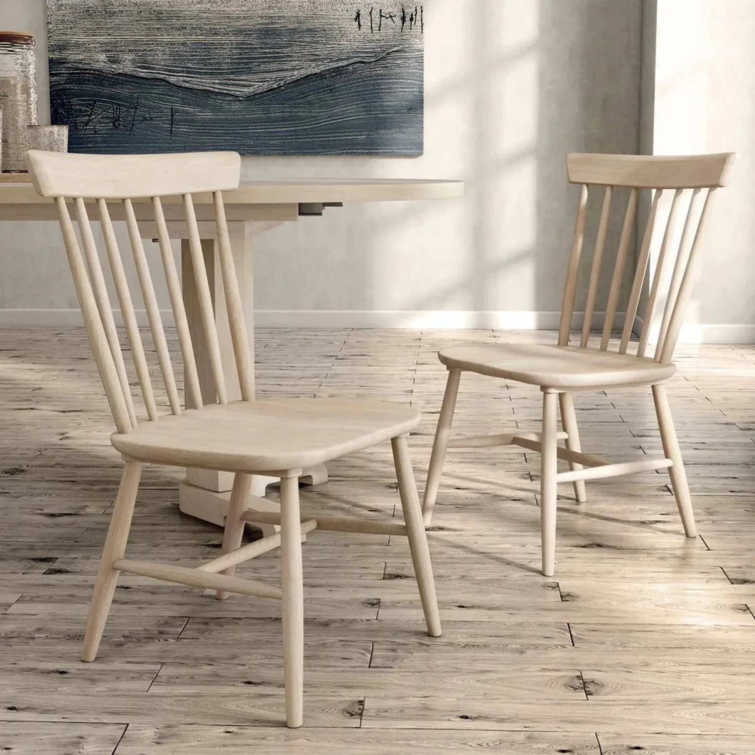 Natural Wood Spindle Back Chair