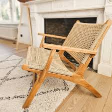 Chaise Tropézienne Woven Rattan Accent Armchair