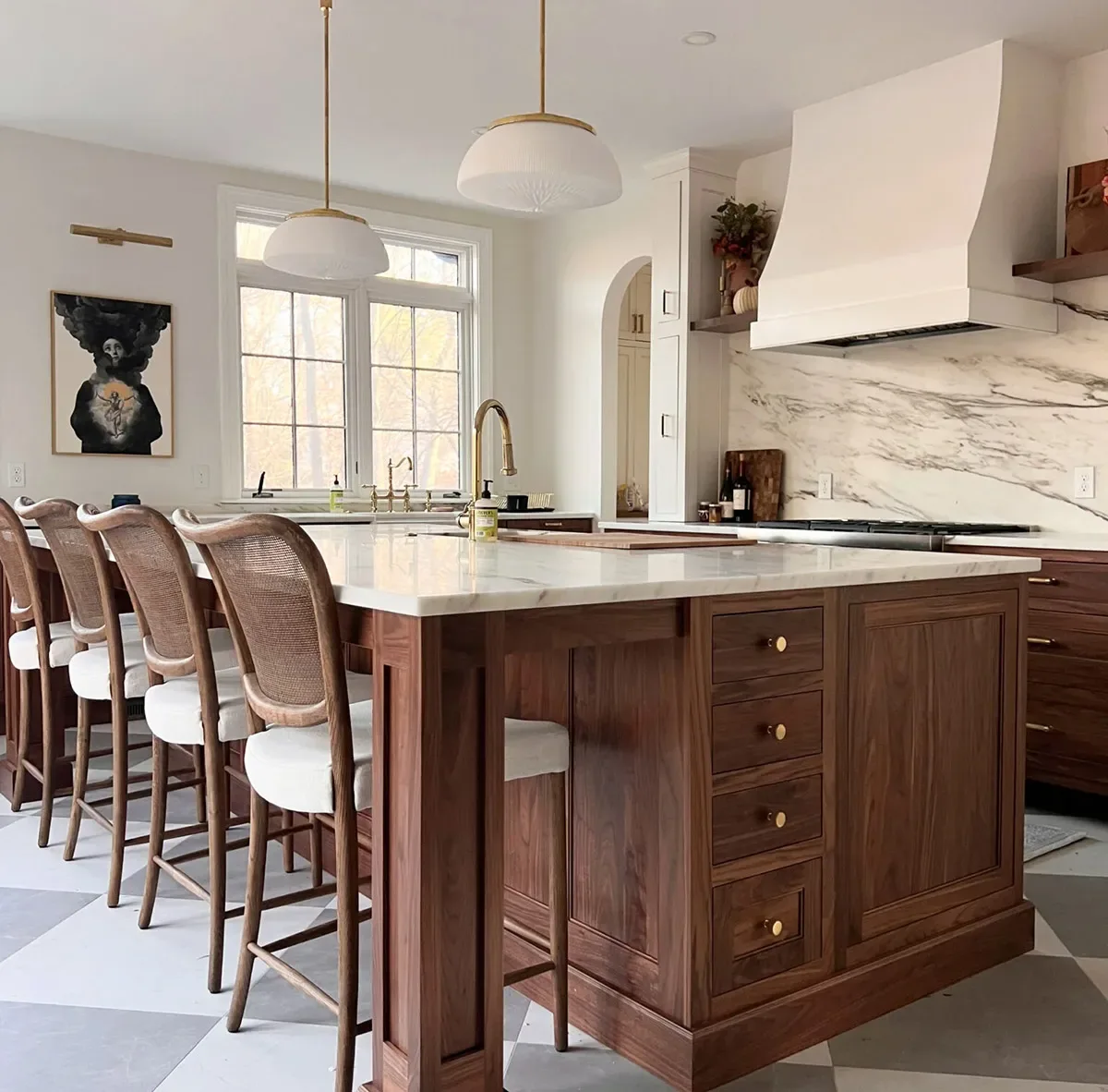 Transitional Wood Kitchen Island