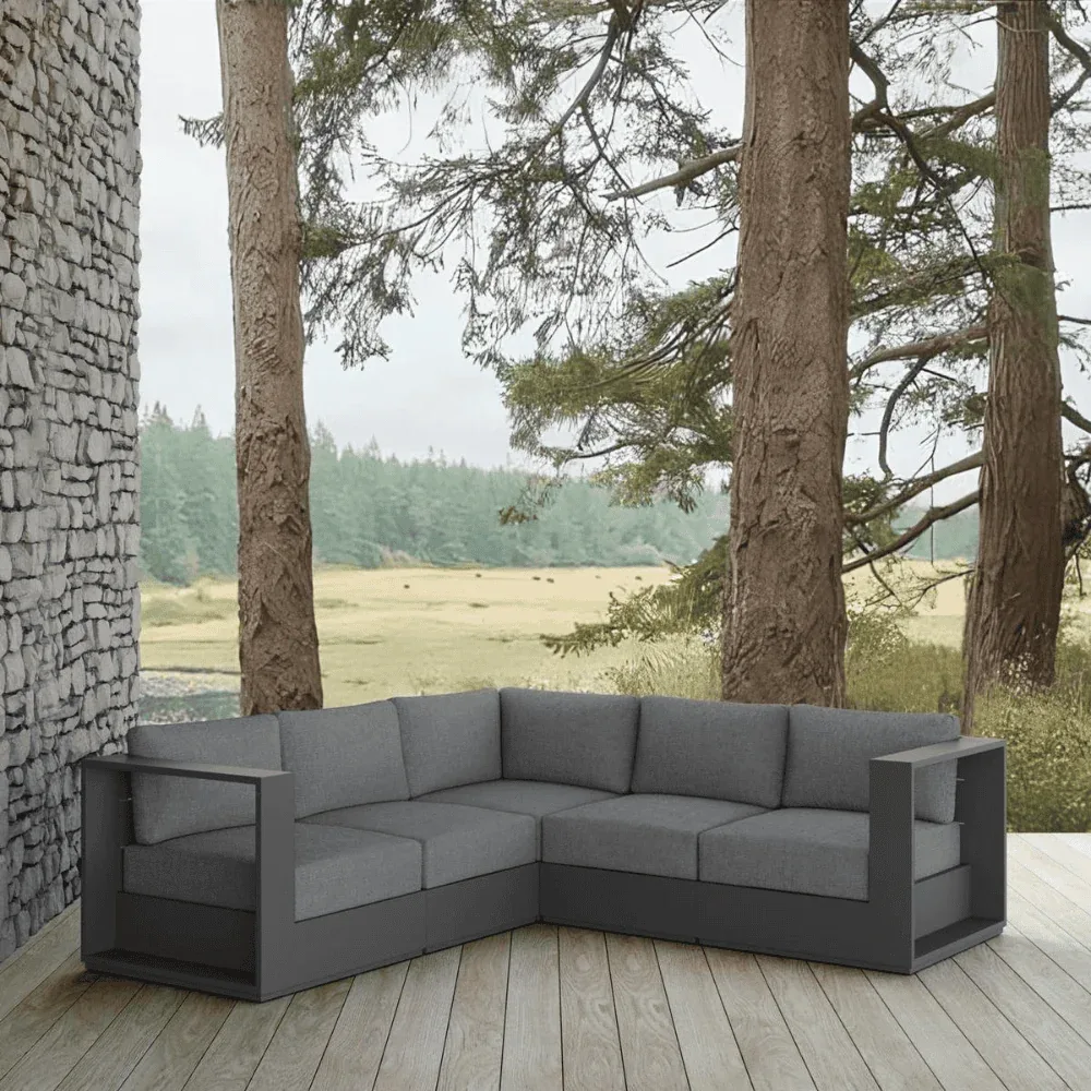 Sydney Modern Metal Outdoor Sectional Sofa