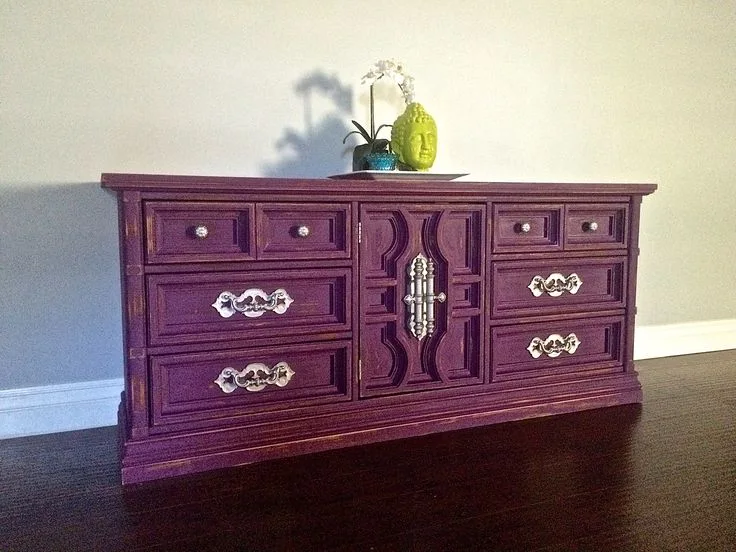 Distressed Purple Sideboard Cabinet