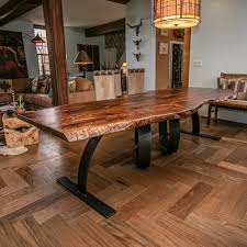 Live Edge Dining Table with Steel Base