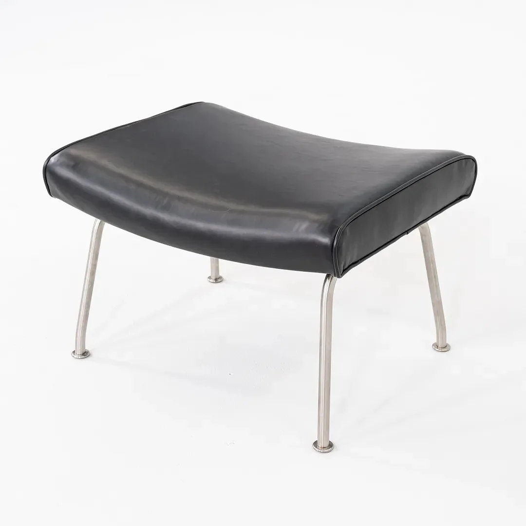 Black Leather Curved Ottoman