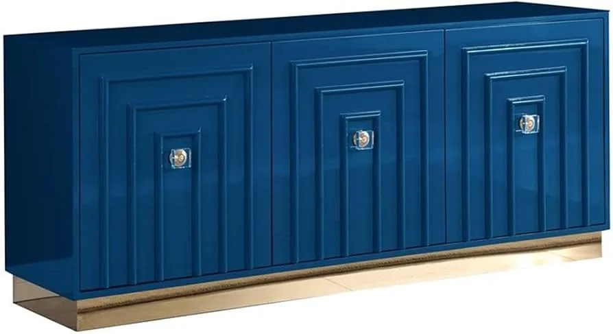 Thaddeus Navy Lacquered Sideboard with Gold Base