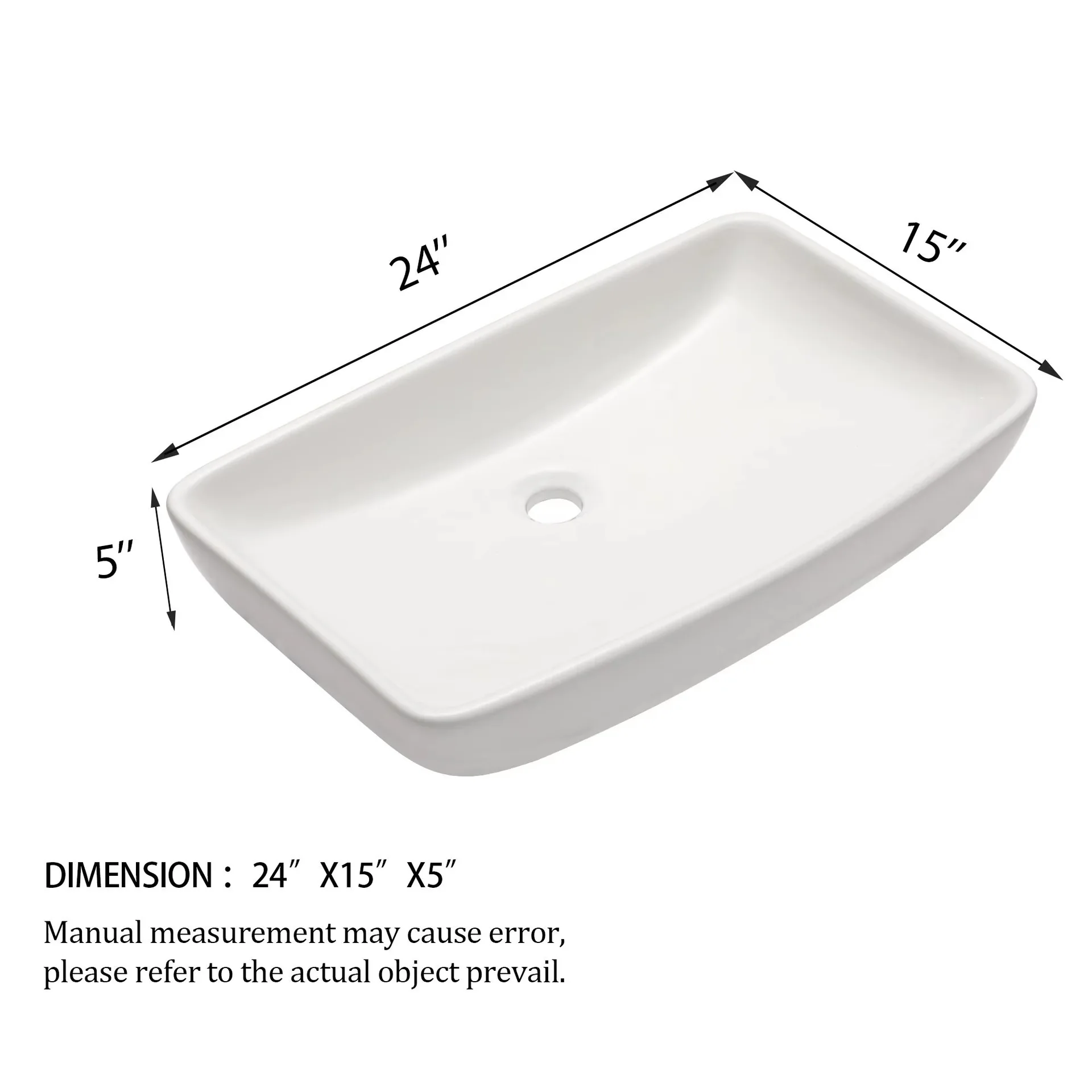 White Rectangular Ceramic Vessel Sink