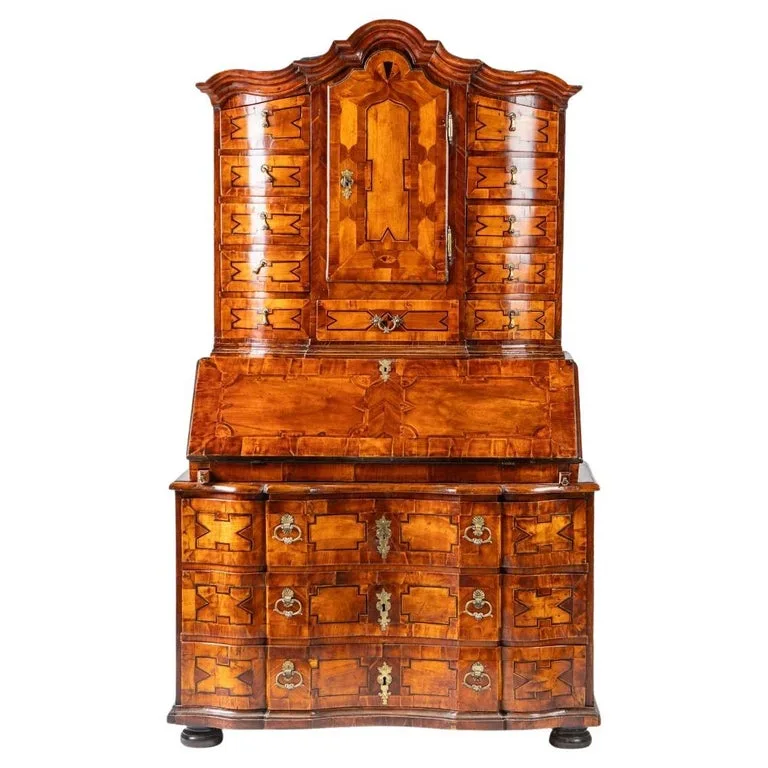 Austrian Baroque Walnut Bureau Cabinet