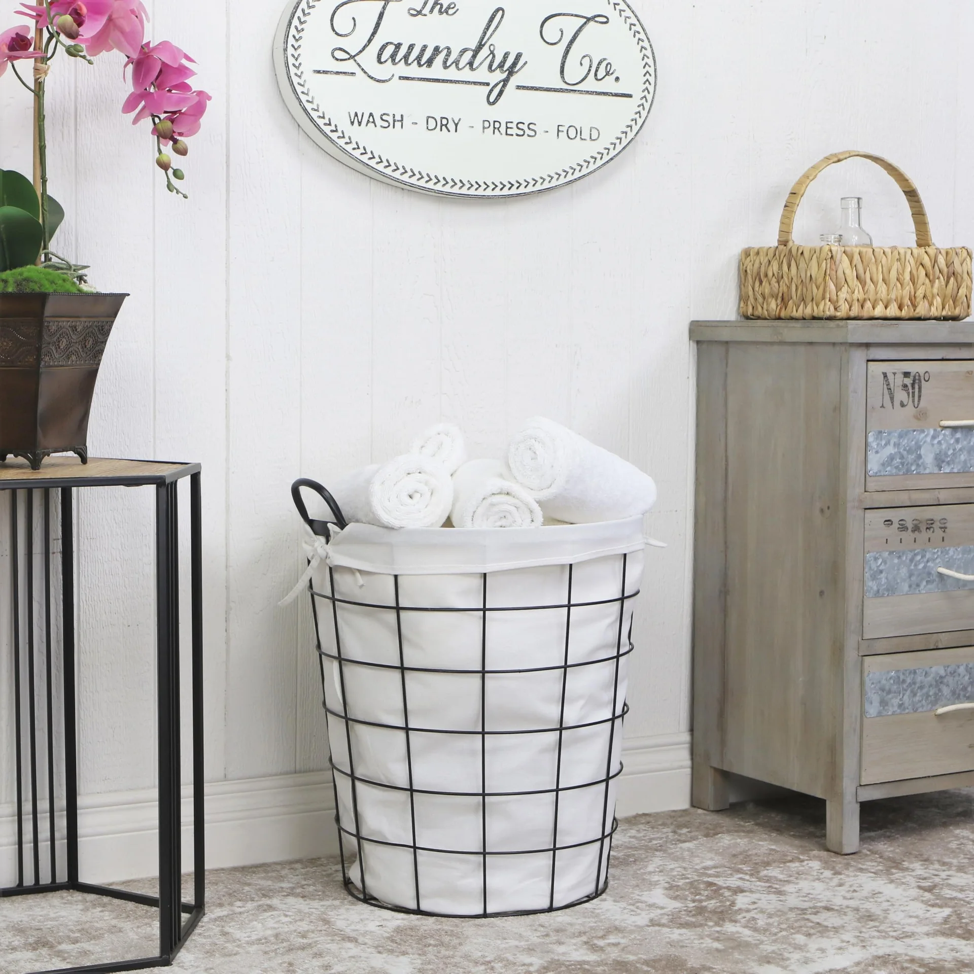 Esker Cylindrical Wire Laundry Hamper