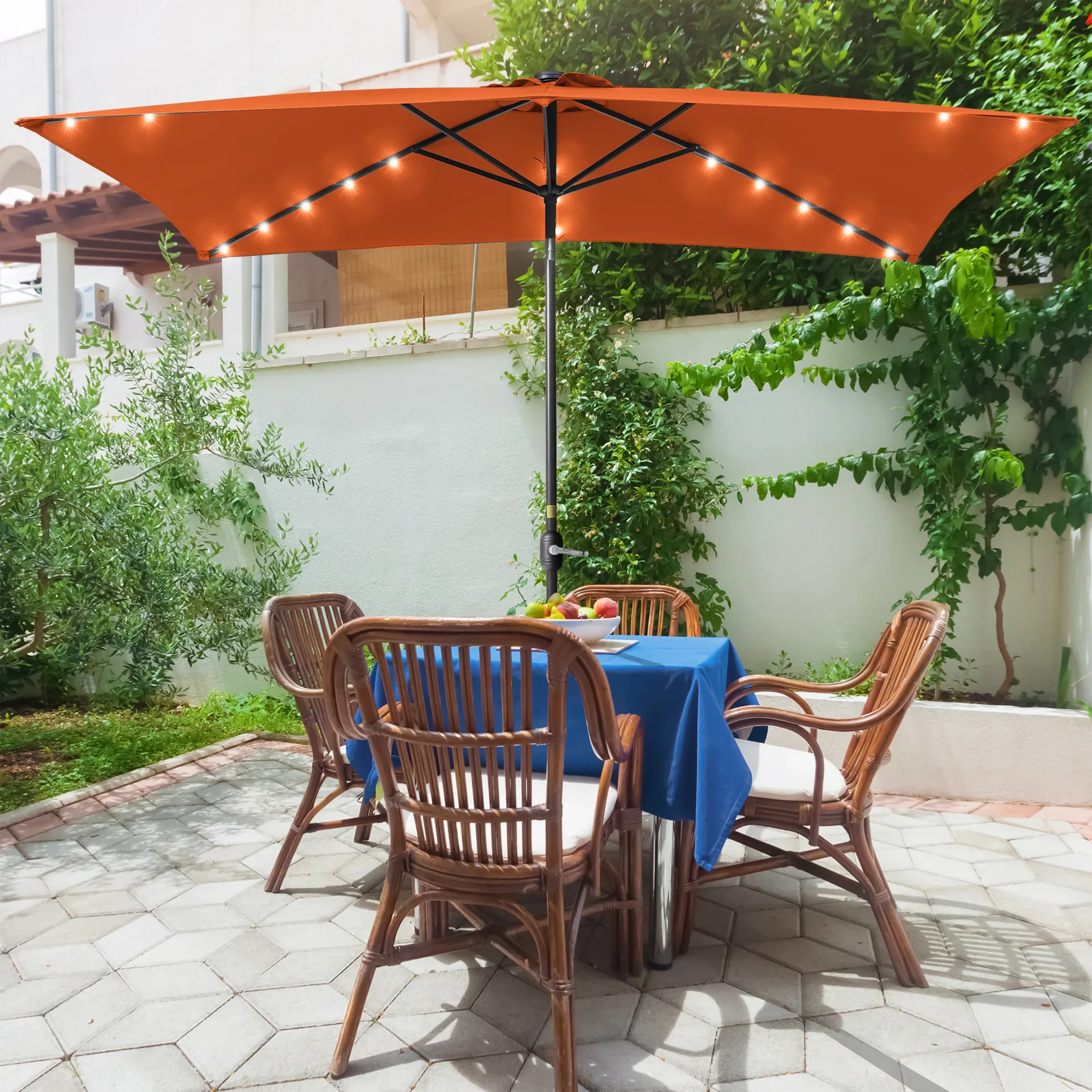 Orange Rectangular Patio Umbrella