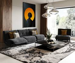 Modern Dark Gray Fabric Upholstered Sofa