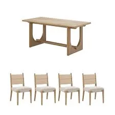 Solace Natural Wood Rectangular Dining Table