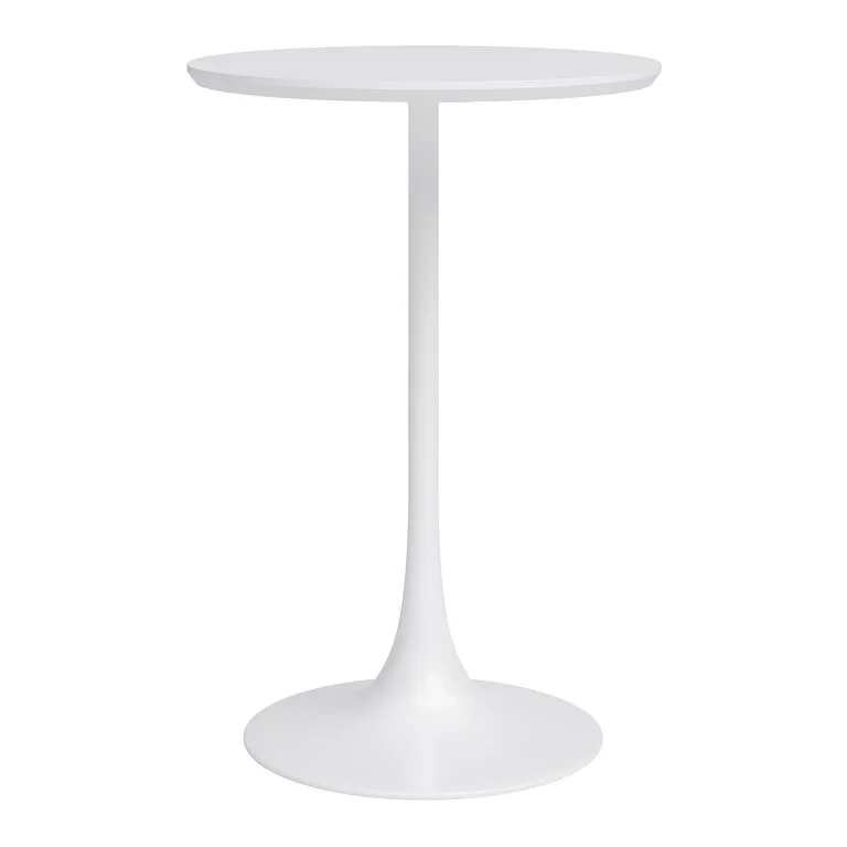 Dyer White Round Metal Pedestal Dining Table