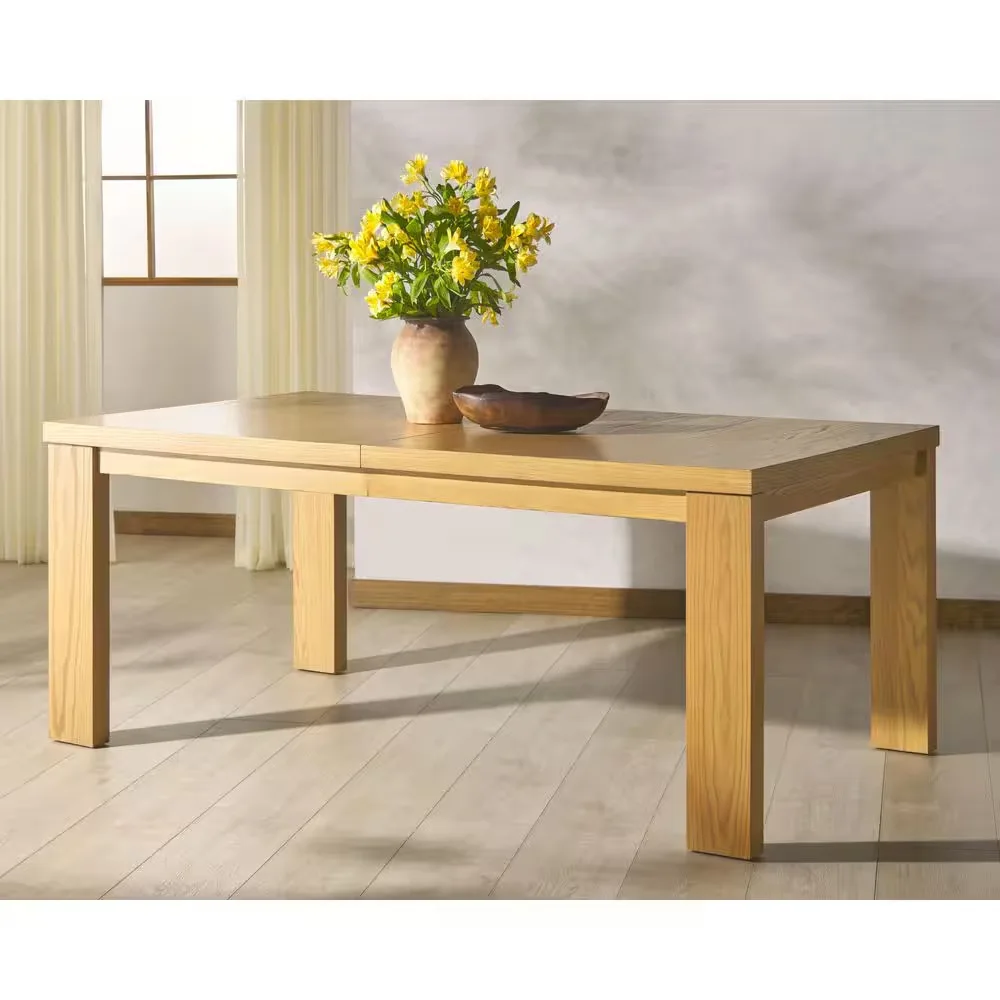 Natural Wood Rectangular Dining Table