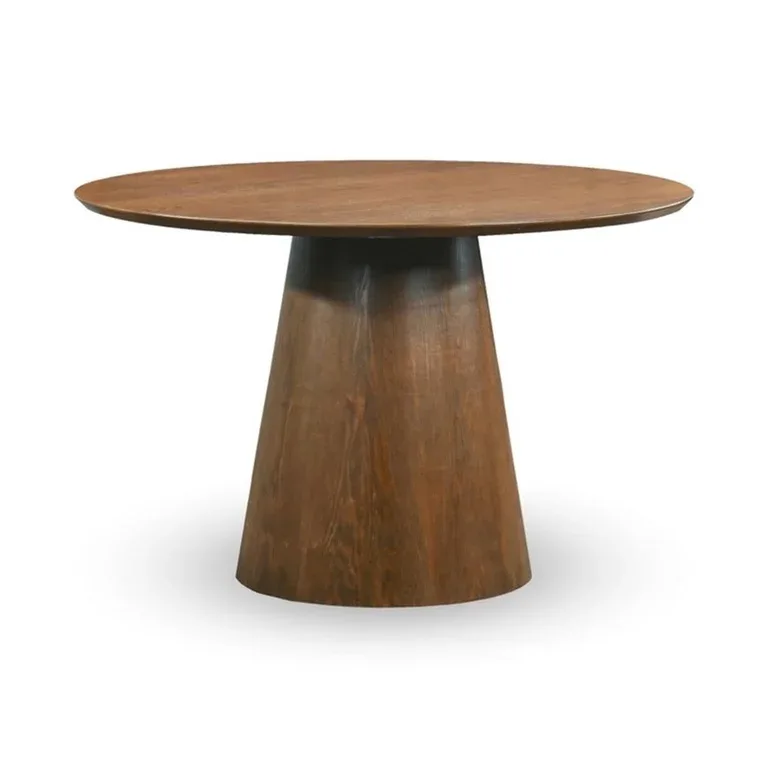 Round Walnut Wood Dining Table