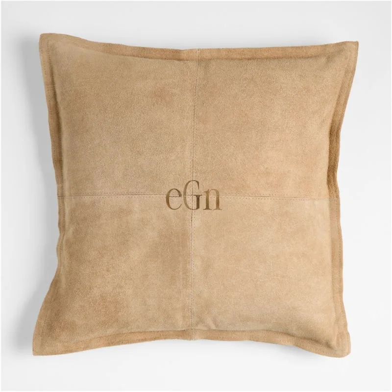 Hyde Tan Suede Square Throw Pillow
