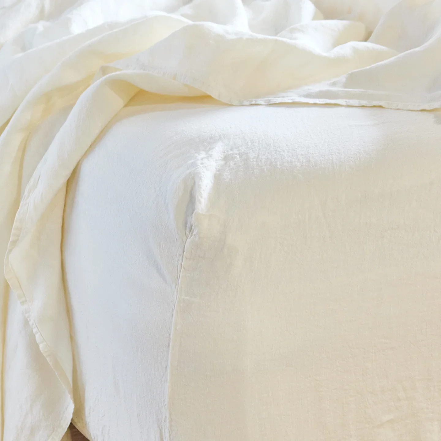 Simple Linen Fitted Sheet - Ivory