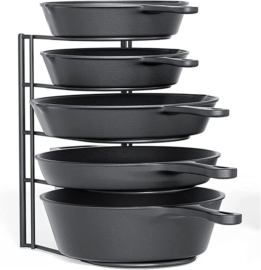 Matte Black Iron Pan Organizer Rack