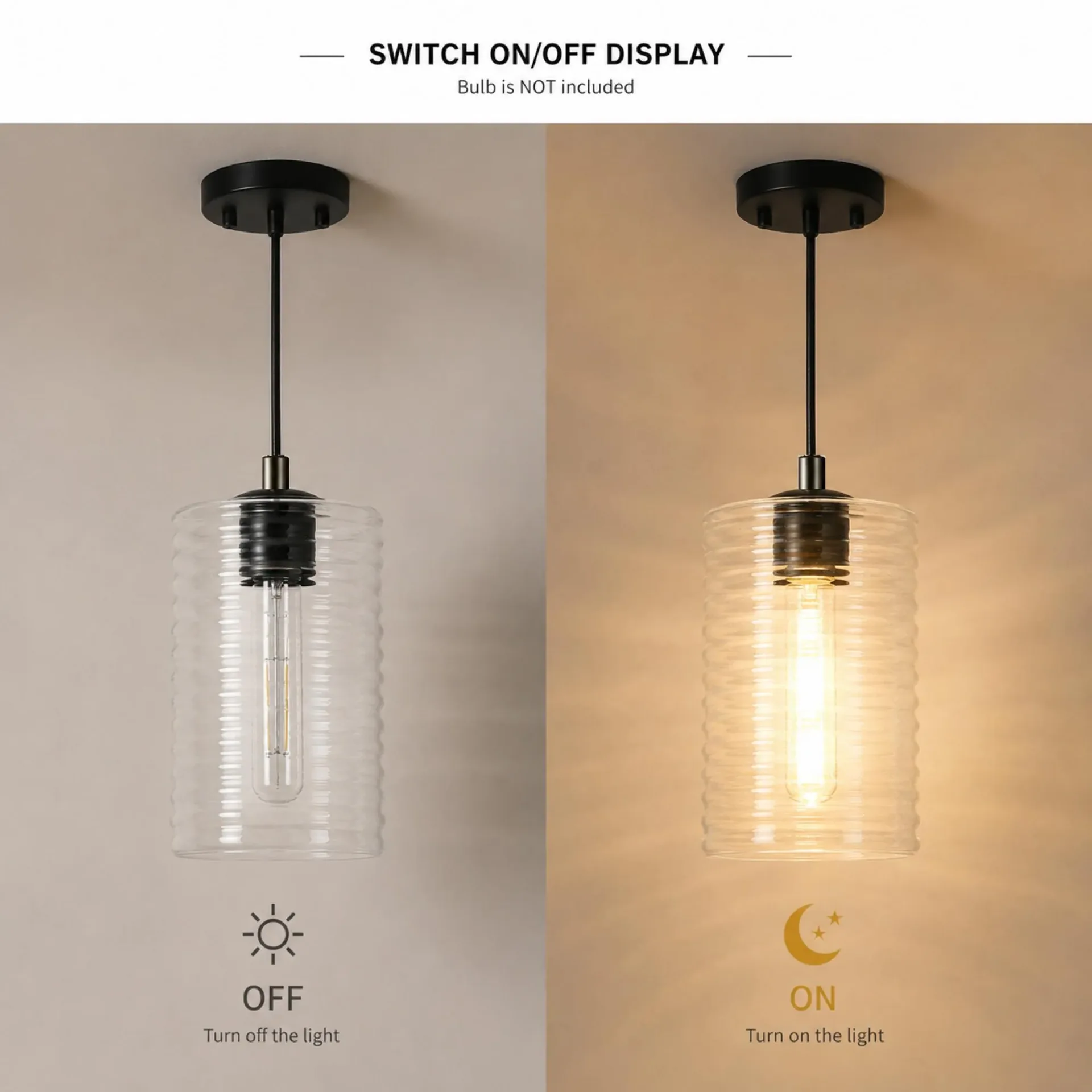 Modern Cylindrical Striped Glass Pendant Light