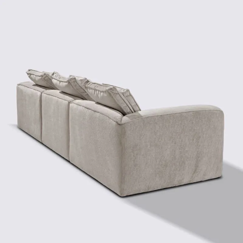 Beige Textured Velvet Modular Sofa