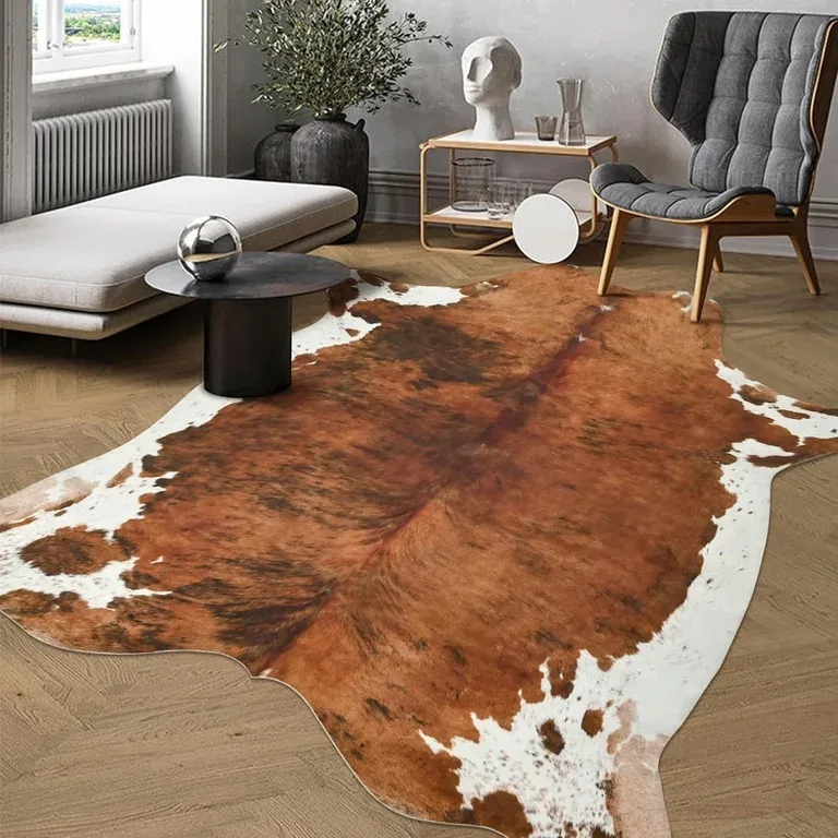 Brown and White Cowhide Rug
