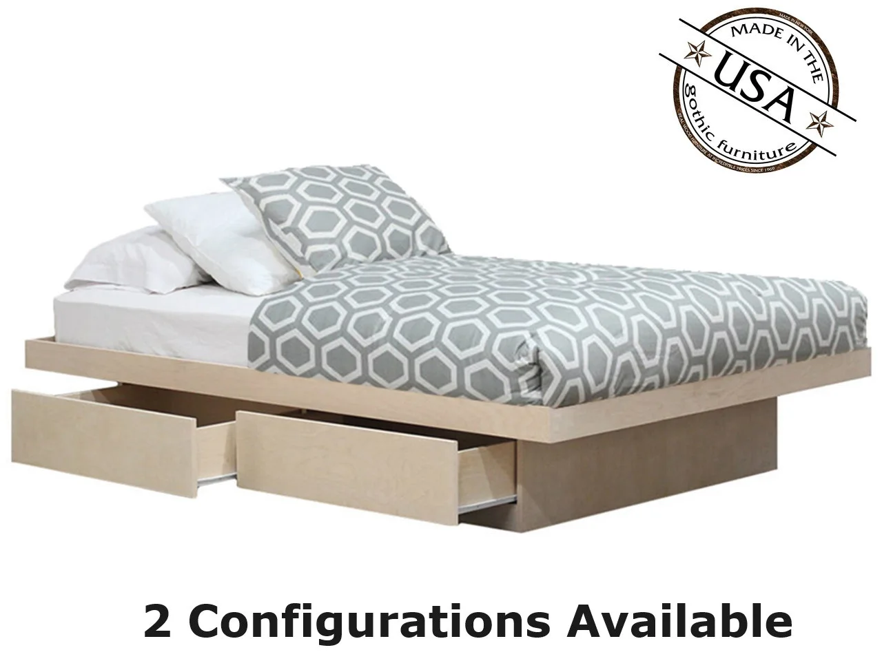 Gothic Furniture Natural Wood Platform Bed