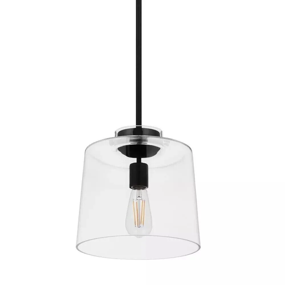 Mullins Matte Black Glass Pendant Light