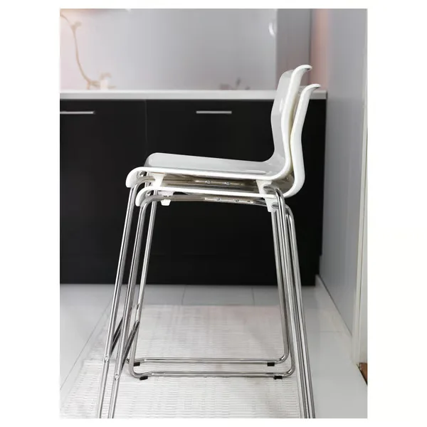 White Bar Stool with Chrome Base
