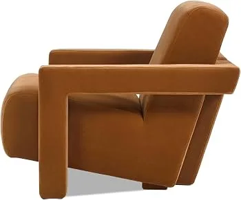 Orange Velvet Upholstered Armchair