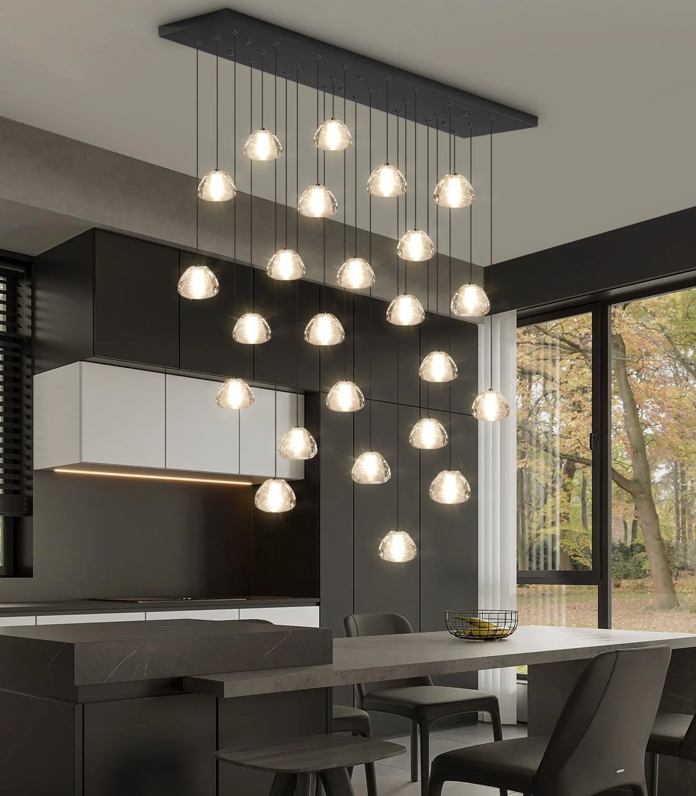 Modern Rectangular Multi Pendant Chandelier