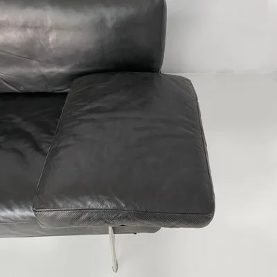 B&B Italia Minimalist Black Leather Sofa