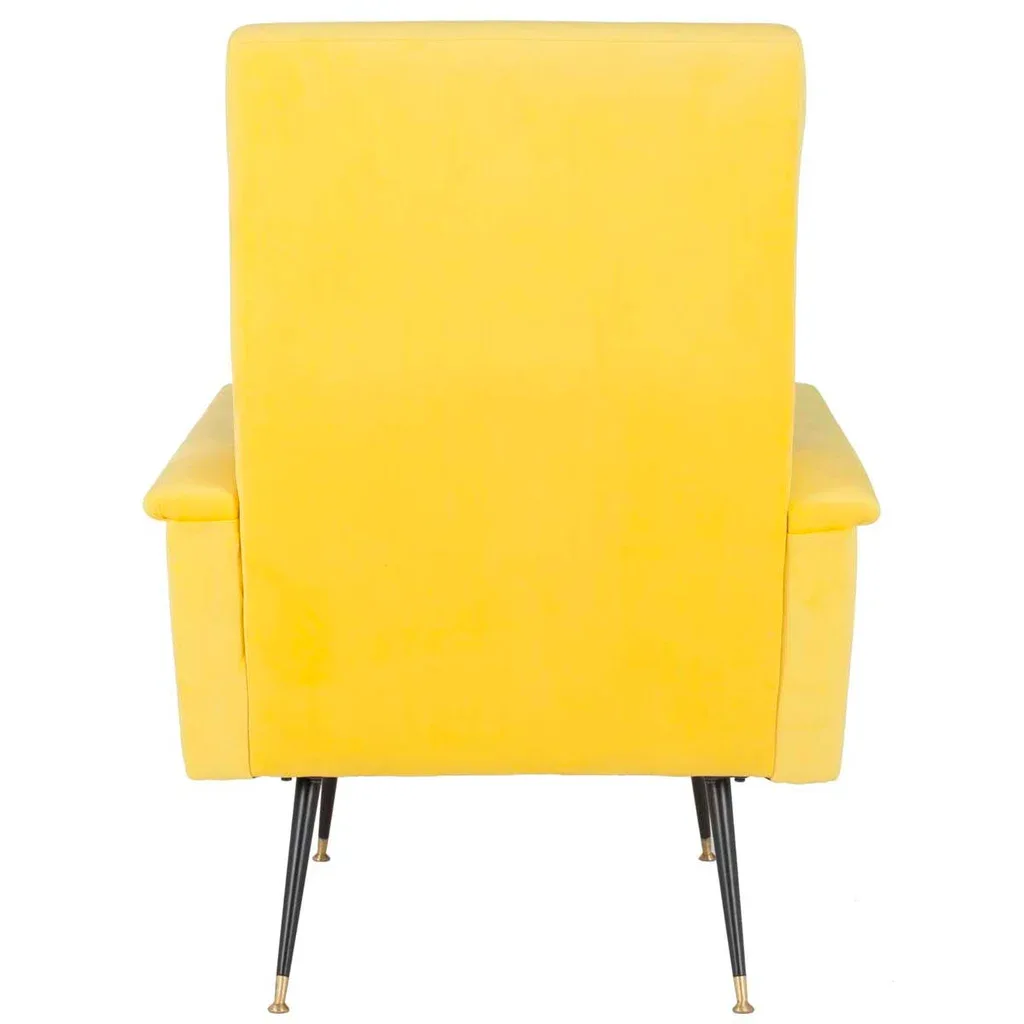 Aida Yellow Velvet Mid-Century Armchair