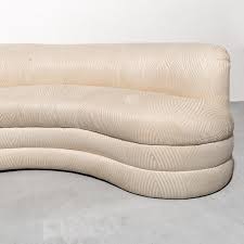 Textured Cream Curved Sofa