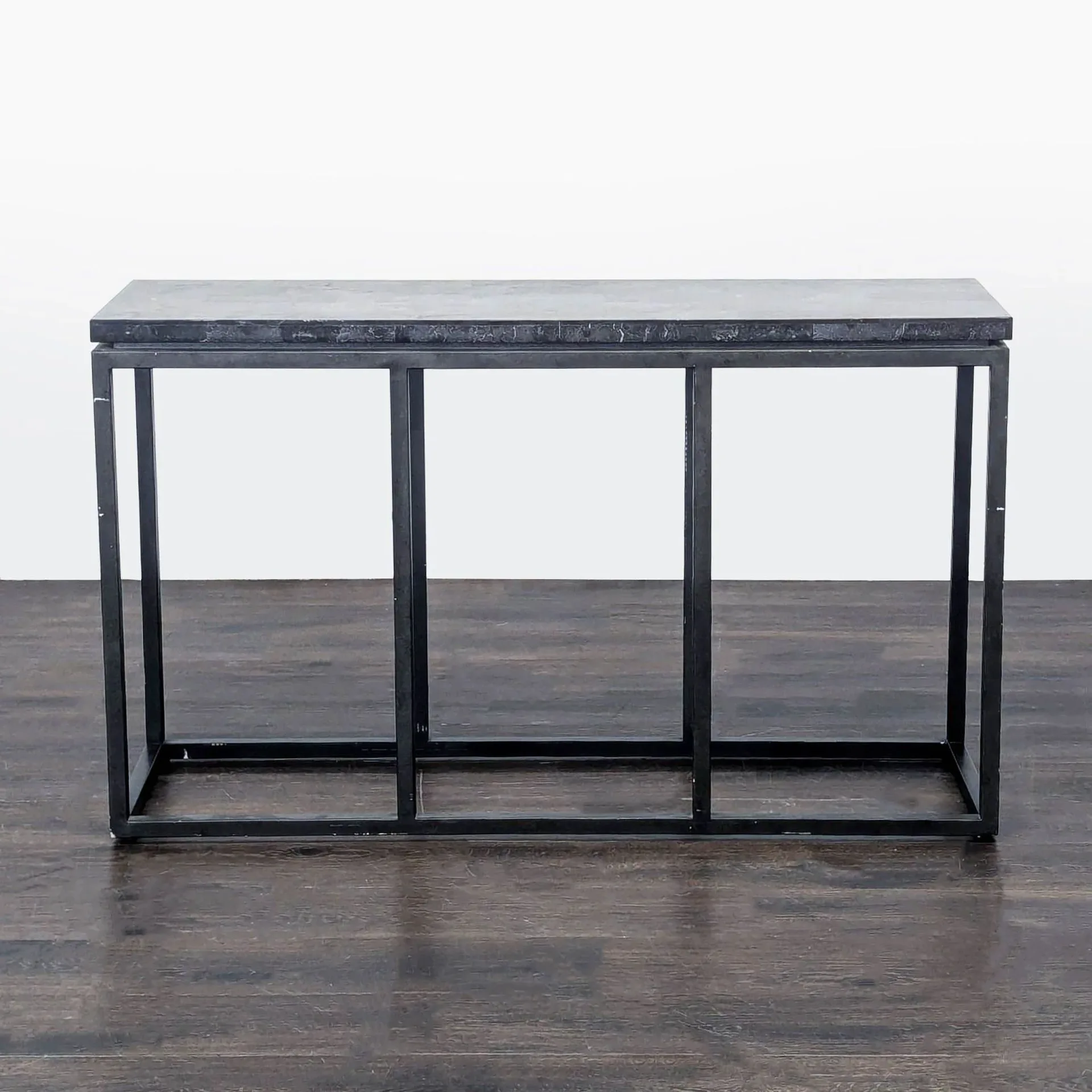 Black Metal and Stone Console Table