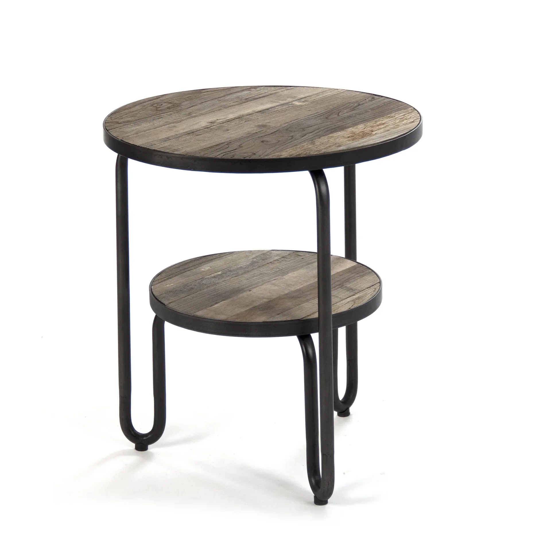 Alberta Round Wood and Metal Accent Table