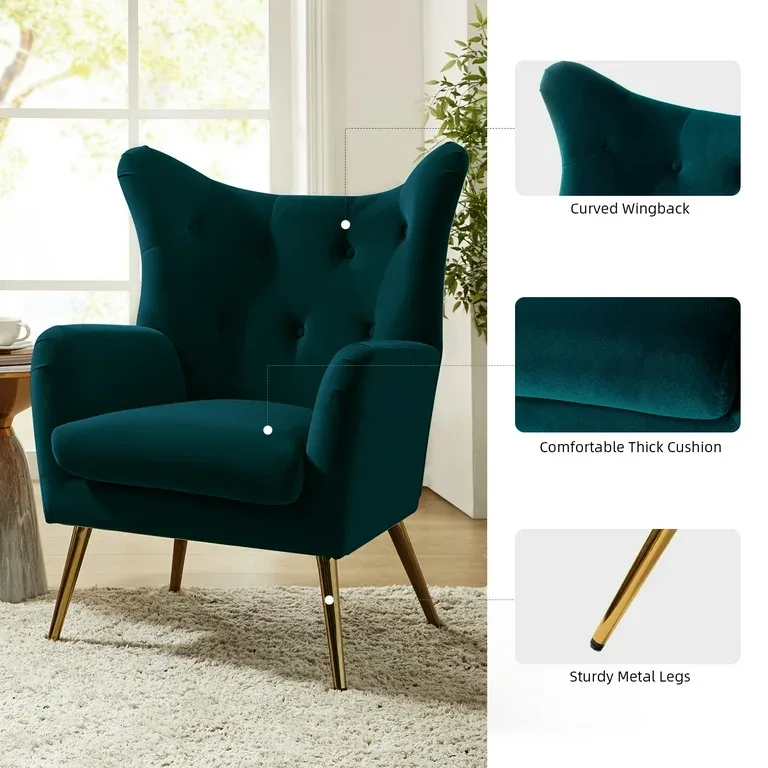 Tufted Velvet Wingback Armchair