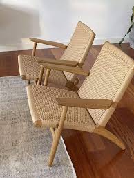 Natural Woven Wood Accent Armchair