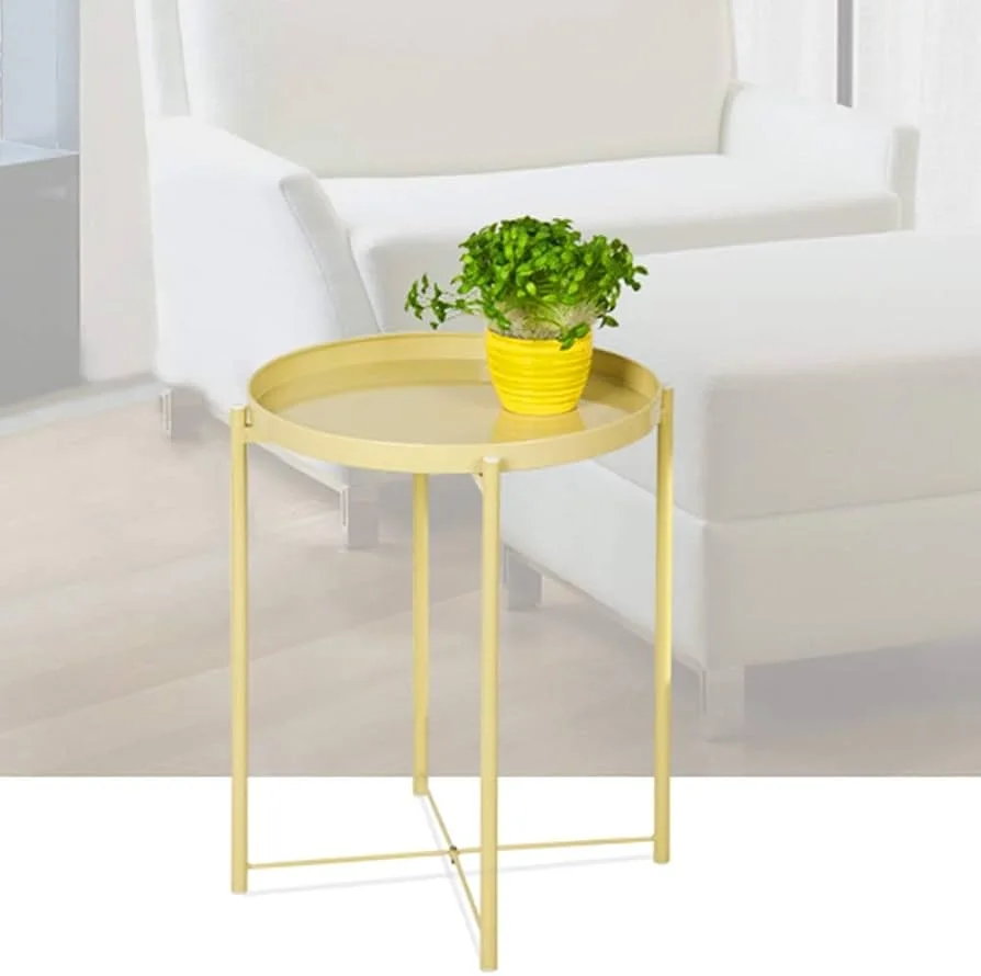 Round Iron Tray Side Table