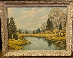 Pine Brook Vintage Framed Landscape Painting