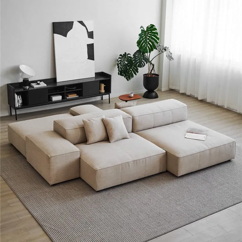 Butter Beige Fabric Modular Sofa