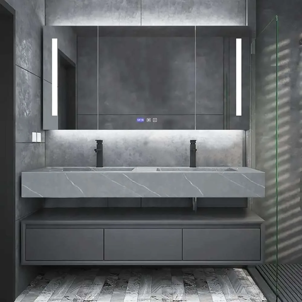 Modern Gray Marble Bathroom Vanity