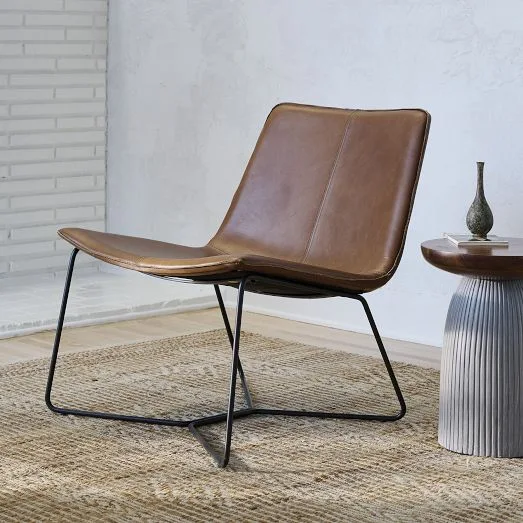 Slope Brown Leather Accent Chair
