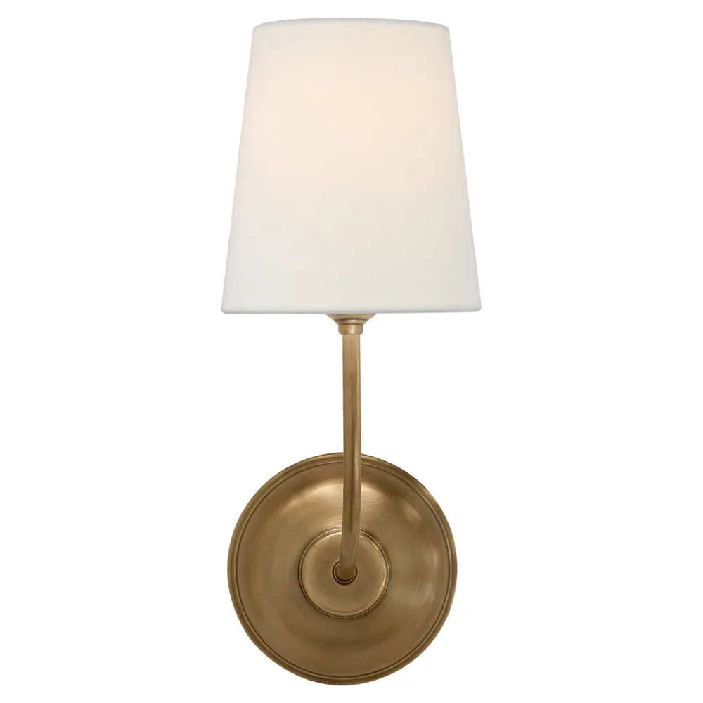 Vendome Antique Brass Wall Sconce with Linen Shade
