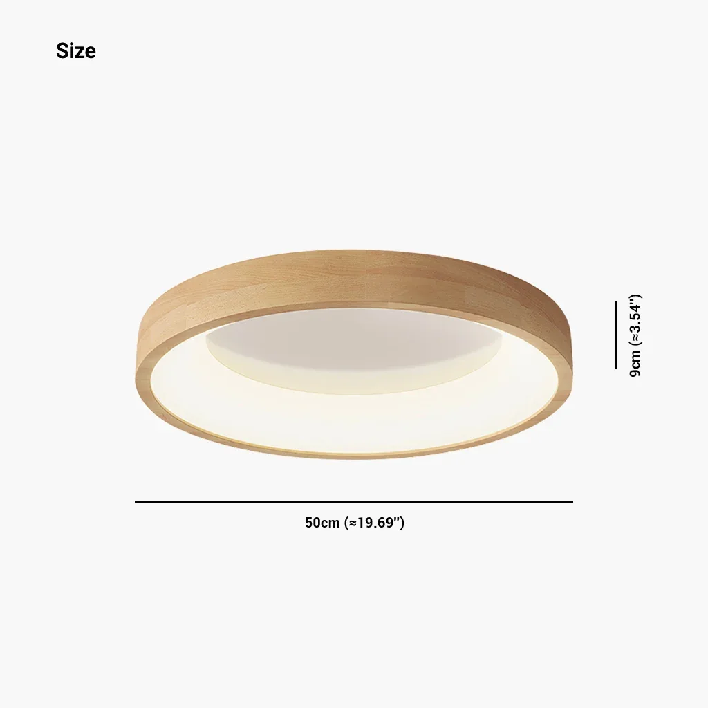 Round Natural Wood Ceiling Light