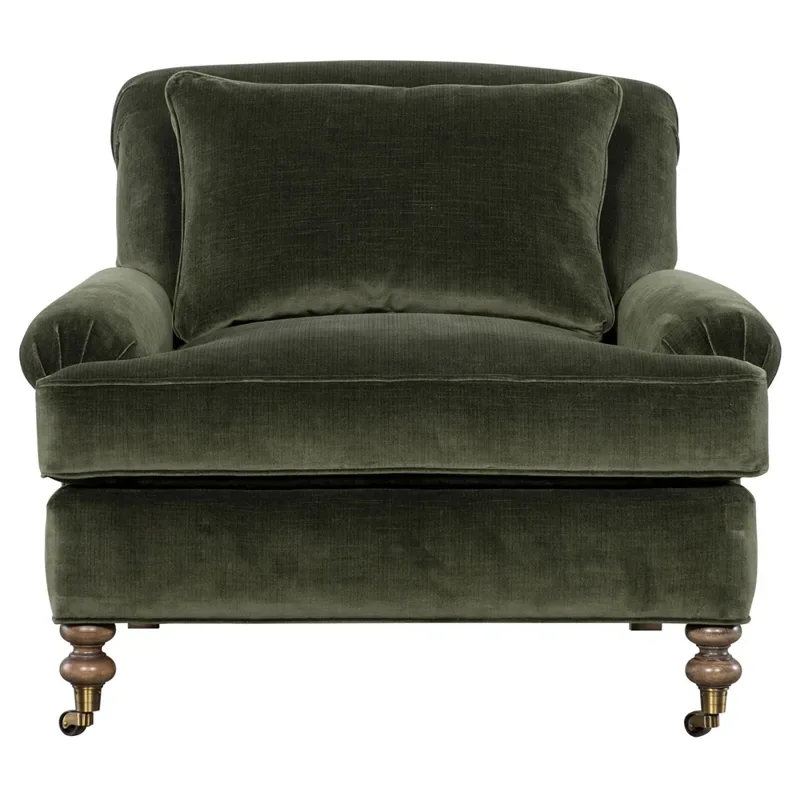 Carter Green Velvet Upholstered Armchair