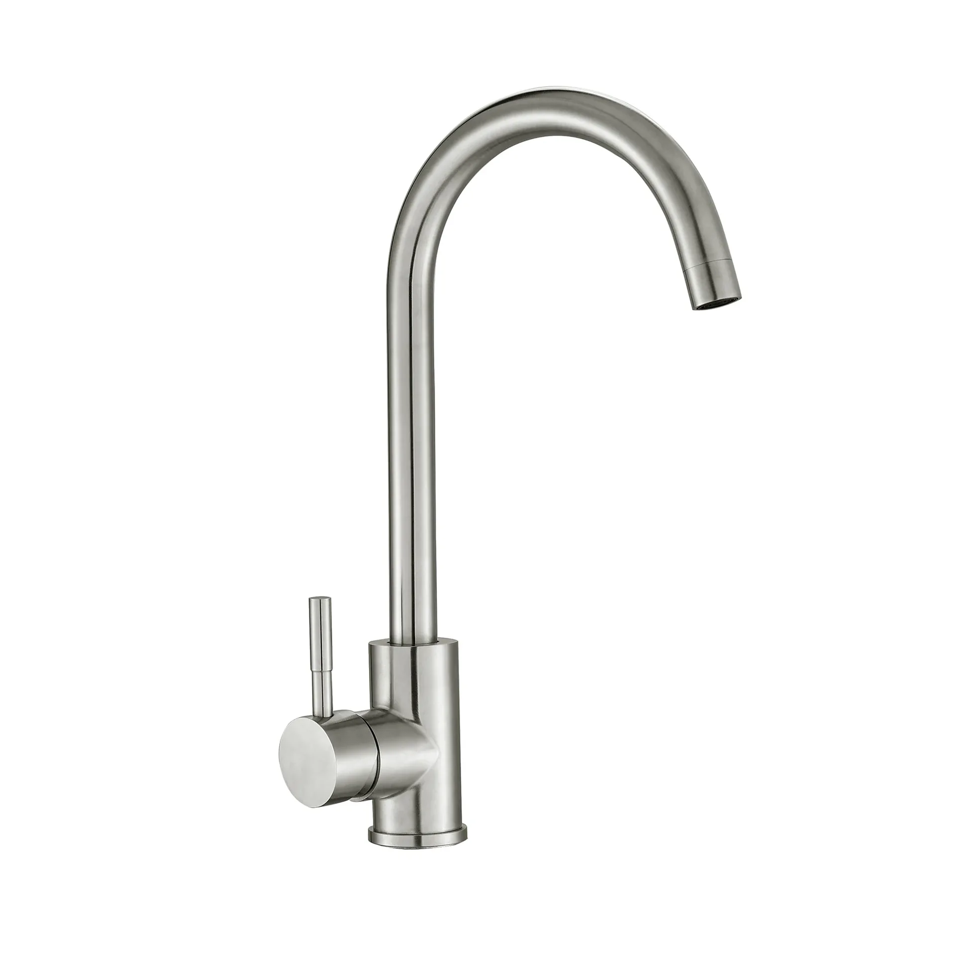 Brushed Steel High-Arc Kitchen Faucet