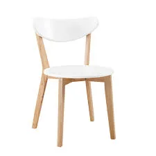 White and Natural Wood Dining Chair