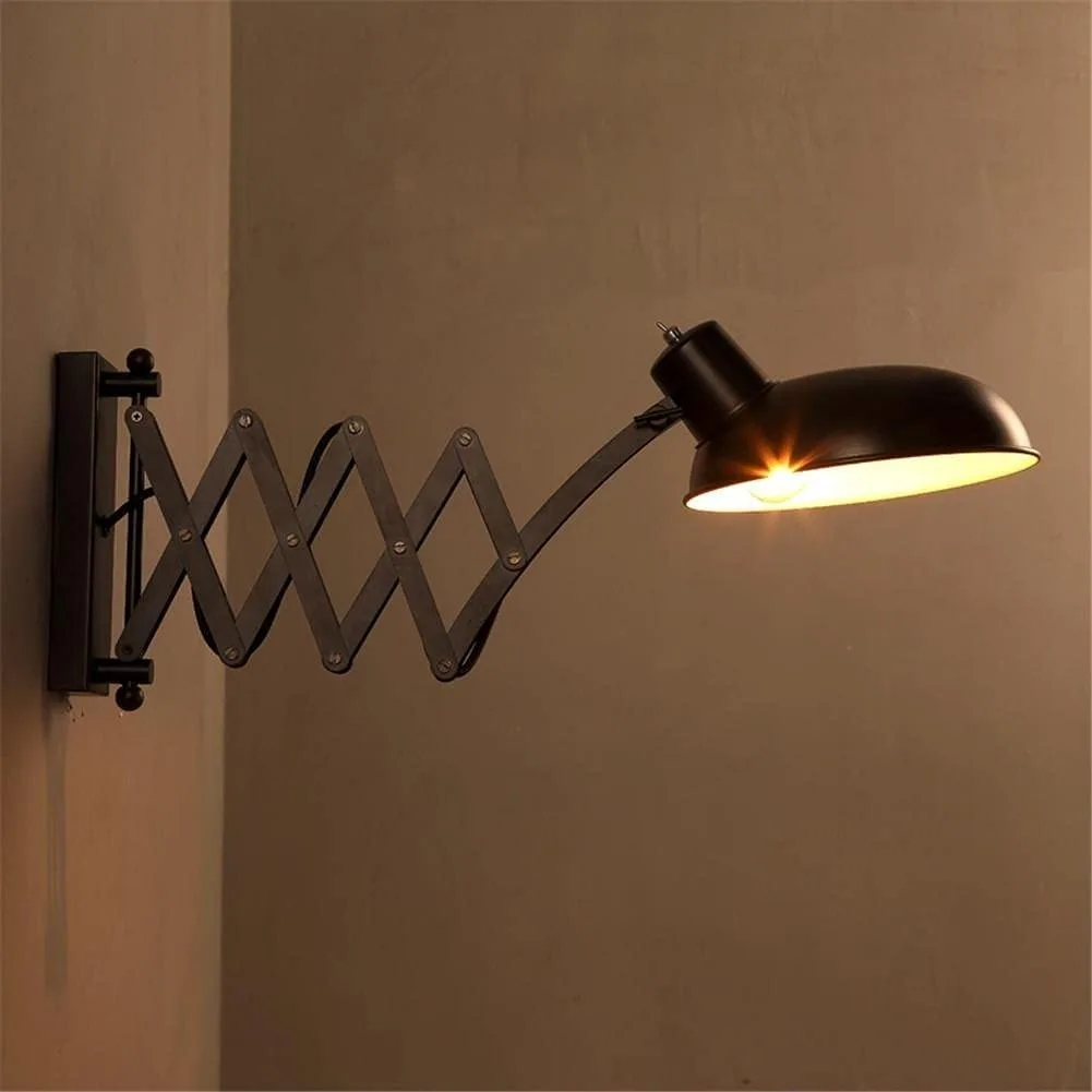 Matte Black Metal Scissor Arm Wall Lamp